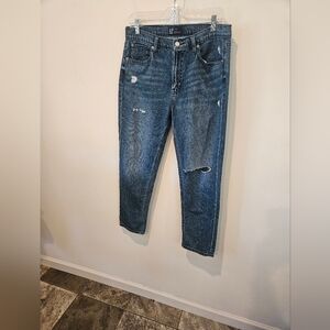 GAP WOMEN'S BOYFRIEND DISTRESSED MEDIUM WASH HIGH-RISE DENIM JEANS SIZE 8